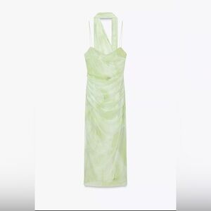 Zara Tulle Green Floral Dress